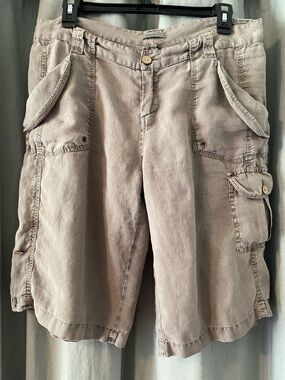 Joie Taupe Linen Utility Cargo Shorts, Women’s Size 8